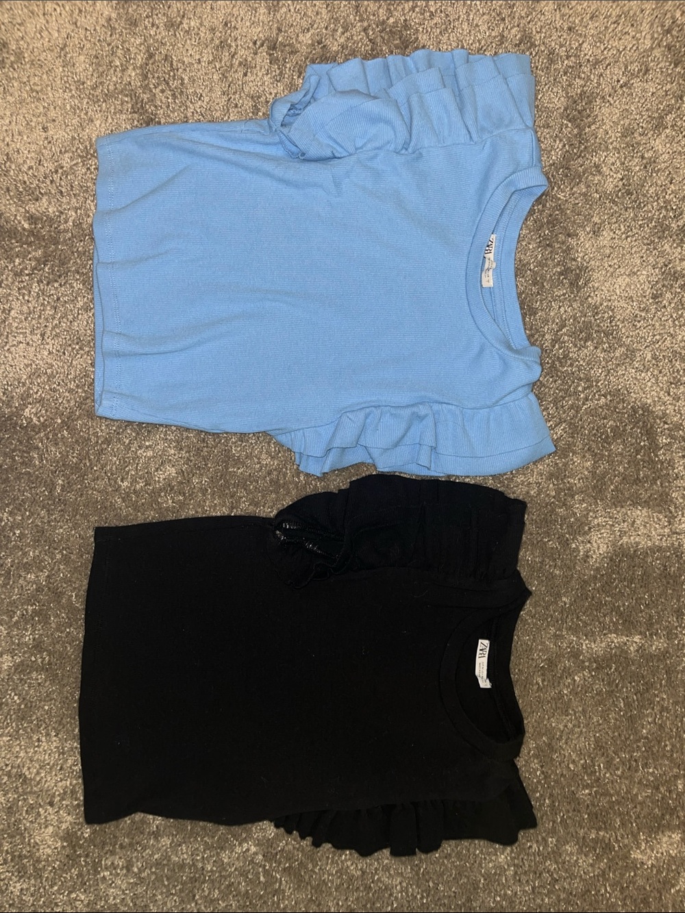 Zara Ruffle Sleeve Top - Blue and Black (2-Pack)